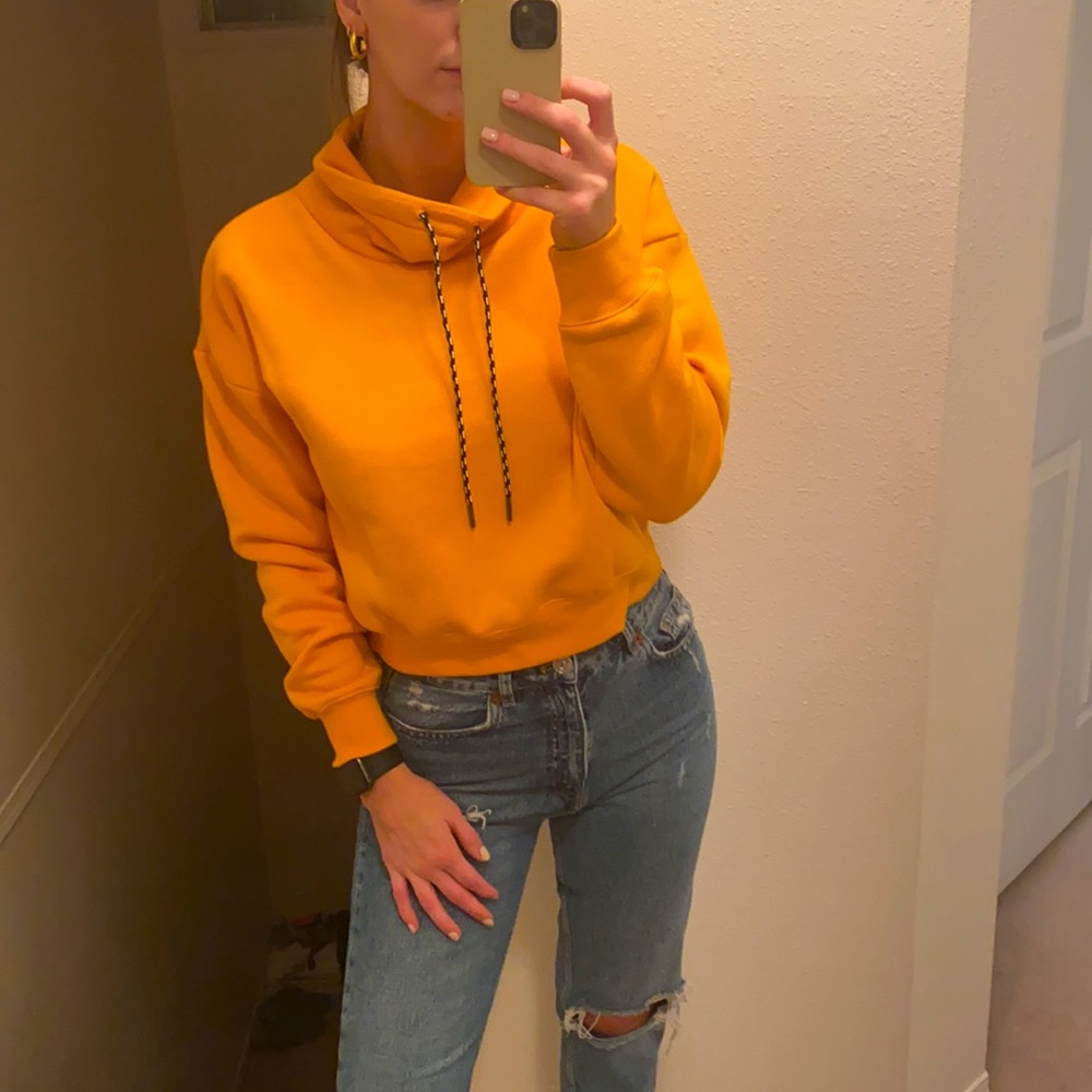 Garage yellow-orange cowl neck sweater